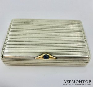Портсигар с дарственной надписью Л. М. Нуллеру. Серебро 84 пробы, Россия, 1908–1917 годы