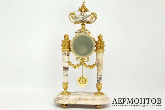 Каминный гарнитур - часы и канделябры. Бронза, мрамор. Франция, 1870-80е гг.