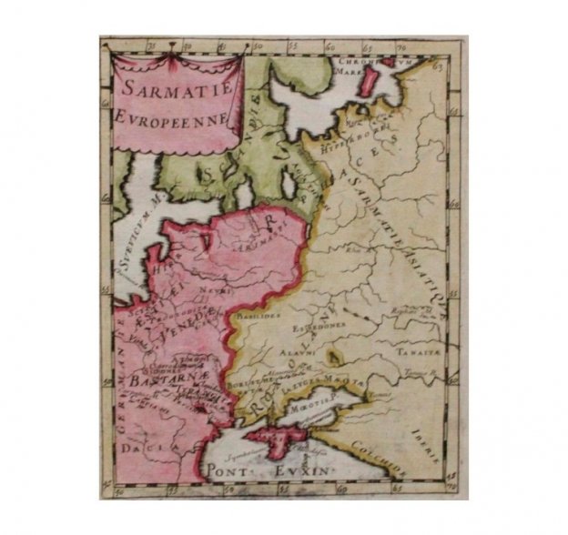 Карта территорий Сарматии Европейской. Россия, Крым. А. М. Мале. Франция, 1683 год.