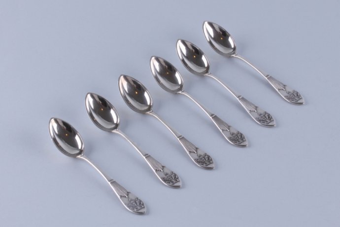 Набор кофейных ложек. Хемпель. Серебро 84 пробы. Варшава, Россия. 1908-1917.