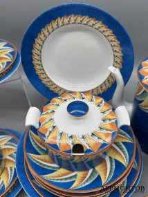 Чайный сервиз «Soleil». Фарфор, роспись, Limoges по заказу Lalique, Франция, 20 век