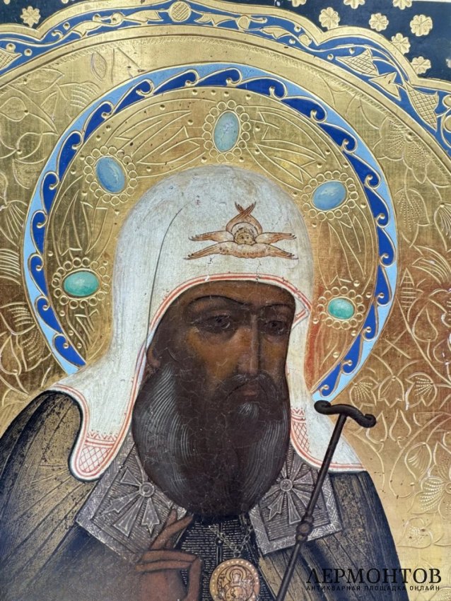 Икона «Святой Ермоген, патриарх всея Руси». Дерево, темпера, золото, Россия, 19 век