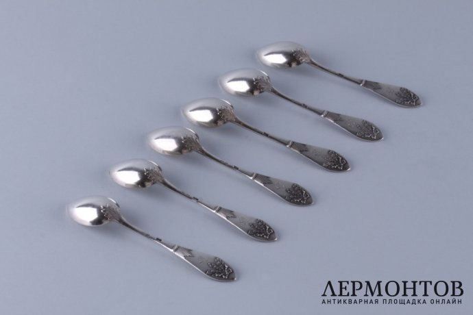 Набор кофейных ложек. Хемпель. Серебро 84 пробы. Варшава, Россия. 1908-1917.