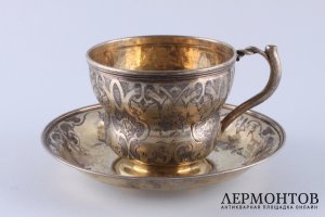 Чайная пара. Жолпин Николай. Серебро 84 пробы. Россия, Санкт-Петербург, 1856 год.