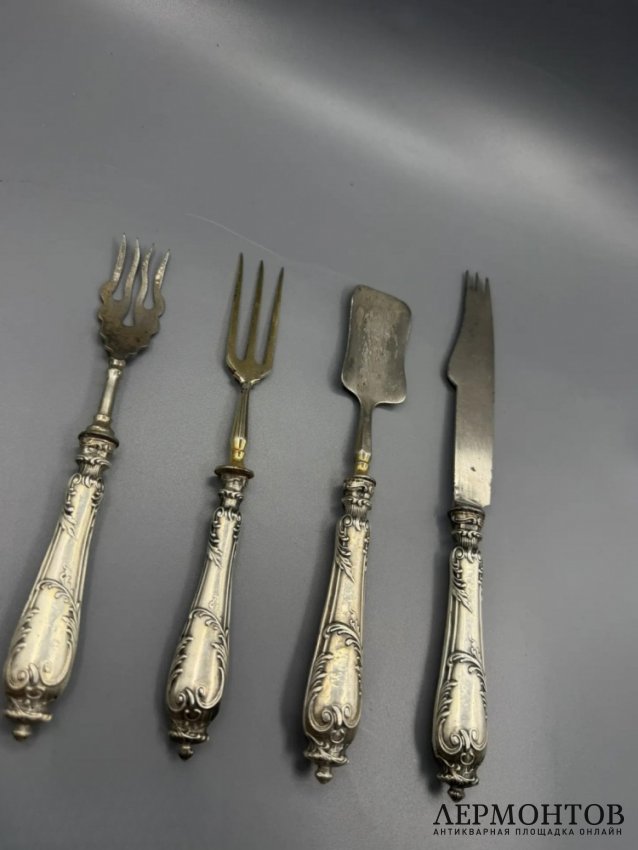 Набор сервировочных приборов. Серебро 84 пробы, сталь, Россия, 1908–1917 годы