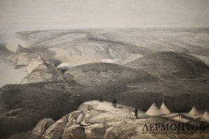 Литография. Вид с высот близ Балаклавы. Крымская война. У. Симпсон. Лондон, 1855 г.