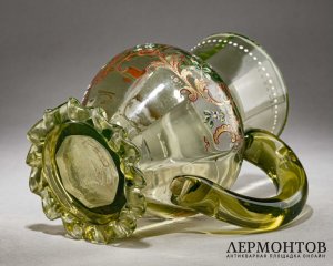 Кружка с росписью эмалью. Германия, 19 век. Стекло.
