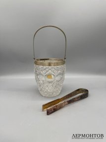 Ведро для льда с щипцами. Серебро 800 пробы, Masini, Италия, 2000-е годы