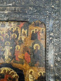 Икона «Воскресение» в окладе. Дерево, левкас, темпера, Россия, 19 век