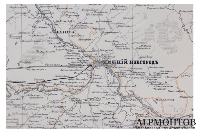 Карта Нижегородской губернии с планом города 1871 г. А.Ильин