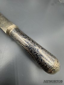 Нож для бумаг с черневым декором. Серебро 84 пробы, чернь, Россия, конец 19 века