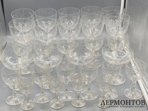 Винный сервиз на 29 предметов. Хрусталь, Гусь-Хрустальный, Россия, начало 20 века
