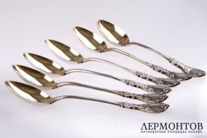 Набор кофейных ложек Shanks and Co. Серебро 84. Российская империя