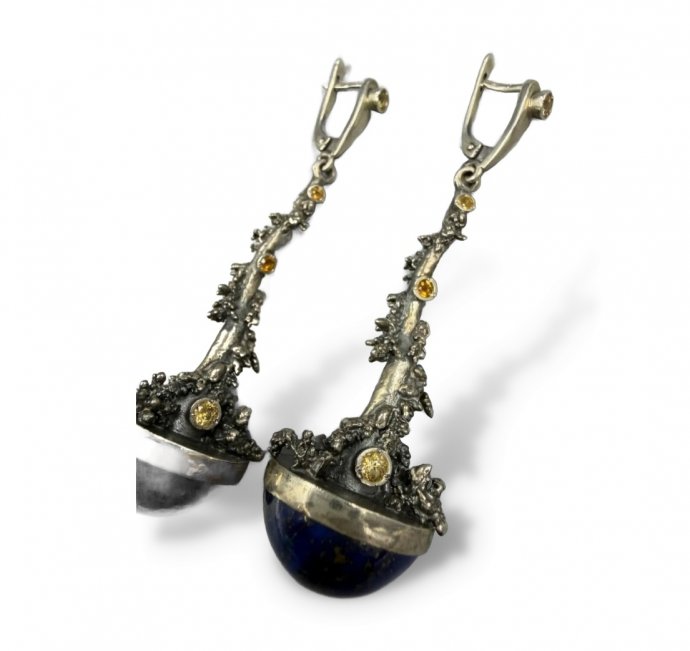 Серьги с лазуритом. Серебро 925 пробы, Россия