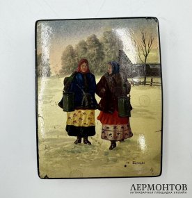 Шкатулка Соперницы. СССР, Федоскино, 1949 год.