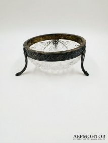 Ваза для конфет. Хрусталь, серебро 84 пробы, Россия, 1908–1917 годы