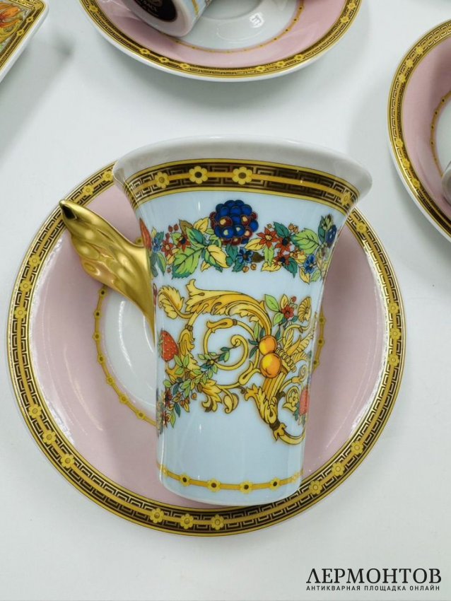 Чайный сервиз на 6 персон «Le Jardin des Papillons», форма Ikarus. Фарфор, золочение, Rosenthal, Versace