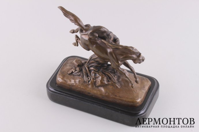 Скульптура Охота на лошадь. Франция, Париж, автор модели Гехтер, 2 пол. 19 в. Бронза.