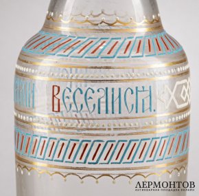 Графин штоф с пословицей. Россия, Императорский стеклянный завод, 19 век.
