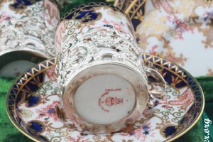 Кофейный сервиз Royal Crown Derby. Фарфор и серебро 925 пробы. Англия. Антиквариат