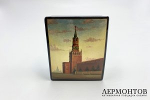 Шкатулка Спасская башня Московского Кремля. СССР, Федоскино, 1963 г. Папье-маше.