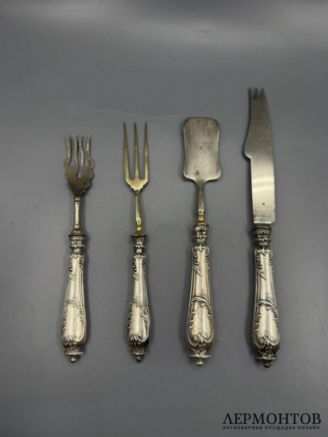 Набор сервировочных приборов. Серебро 84 пробы, сталь, Россия, 1908–1917 годы