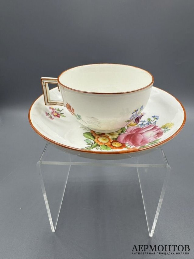 Кофейная пара с букетом. Фарфор, роспись, Meissen, период Марколини, Германия, 1774–1814 годы