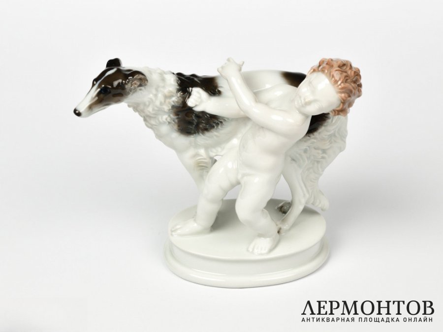 Статуэтка «Путти и борзая». Фарфор, Rosenthal, Германия, 1950 год