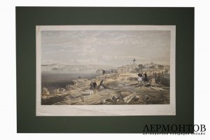 Литография. Вид на Севастопольскую бухту с тыла форта Святого Николая. Симпсон. 1855г