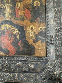 Икона «Воскресение» в окладе. Дерево, левкас, темпера, Россия, 19 век