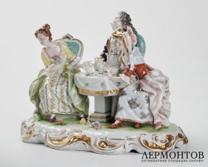 Статуэтка «Чаепитие». Фарфор, Schaubach-Kunst, Unterweißbach, Германия, 1940–1953 годы