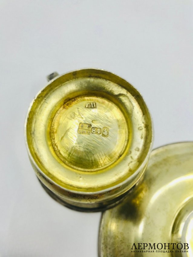 Кофейная пара. Серебро 84 пробы, П. Лоскутов, Россия, 1873 год