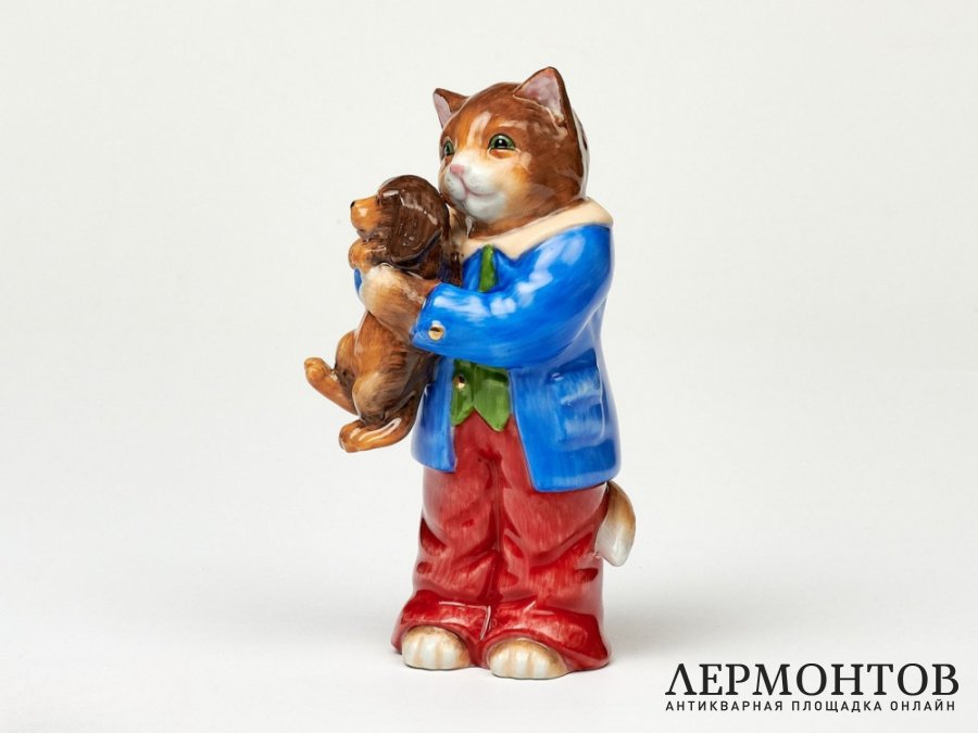 Статуэтка «Котик с щенком». Фарфор, Lorenz Hutschenreuther, Германия, XXI век