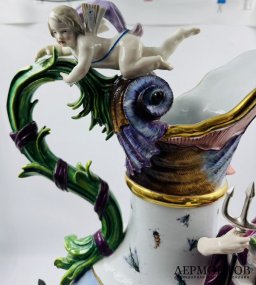 Кувшин «Вода» из серии «Четыре стихии». Фарфор, роспись, золочение, Meissen, скульптор И. И. Кендлер, Германия, 2-я половина 19 века