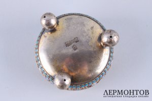 Солонка. Клингерт. Эмаль по скани. Серебро 84 пробы. Россия, Москва, 1891 г.