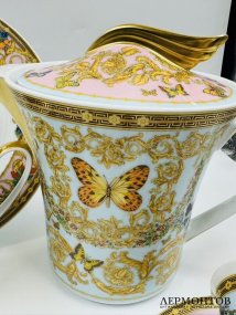 Чайный сервиз на 6 персон «Le Jardin des Papillons», форма Ikarus. Фарфор, золочение, Rosenthal, Versace