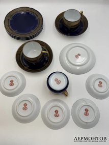 Чайный сервиз с кобальтом. Фарфор, фабрика Гарднера, Россия, 1870–1890 годы