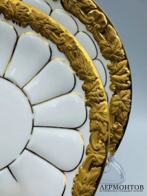 Чайное трио «X-форма» с золотом. Фарфор, Meissen, Германия, 20 век