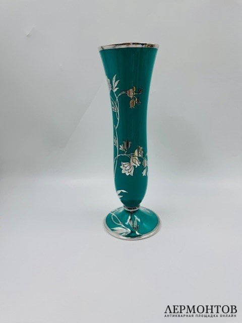 Ваза для цветов в технике silver overlay. Фарфор, серебро, Rosenthal, Германия, 1-я половина 20 века