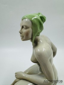 Статуэтка «Обнажённая девушка», ар-деко. Фарфор, Metzler & Ortloff, 1930–1940