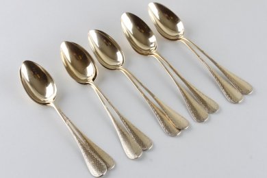 Набор чайных ложек. H. Chenailler. Серебро 950, золочение. Франция, XIX в.