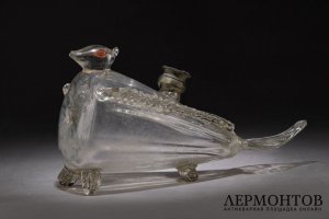 Бутылка в форме птицы. Испания, 18 век. Стекло.