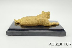 Скульптура Медведь лежащий. Бронза, золочение. Россия, рубеж XIX-XX вв.