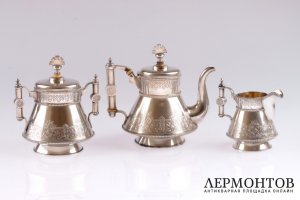 Чайный сервиз. Фирма братьев Грачевых. Серебро 84. Россия
