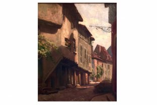 Картина "Городской пейзаж". Европа, 19 век. Н/х. Холст, масло.