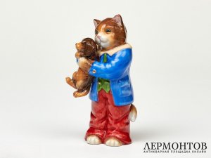 Статуэтка «Котик с щенком». Фарфор, Lorenz Hutschenreuther, Германия, XXI век