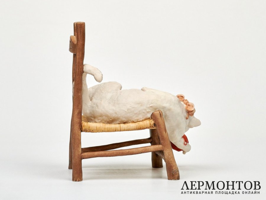 Статуэтка «Котёнок с клубком». Фарфор, Capodimonte, Италия, 1980-е годы