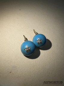 Серьги с бирюзой и бриллиантами. Золото 56 пробы, мастерская Августа Вендта, Россия, 