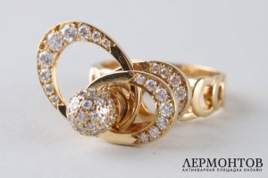 Кольцо с бриллиантами Norman Teufel. 3 уровня. Золото 750 пробы, бриллианты. США