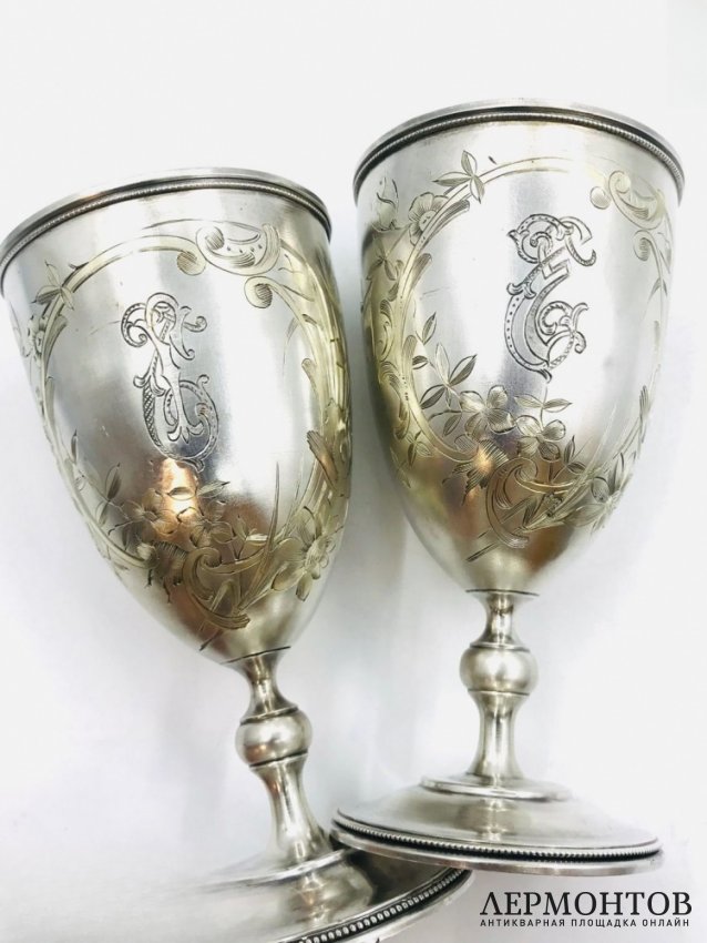 Парные свадебные фужеры. Серебро 84 пробы, Россия, 1899–1908 годы